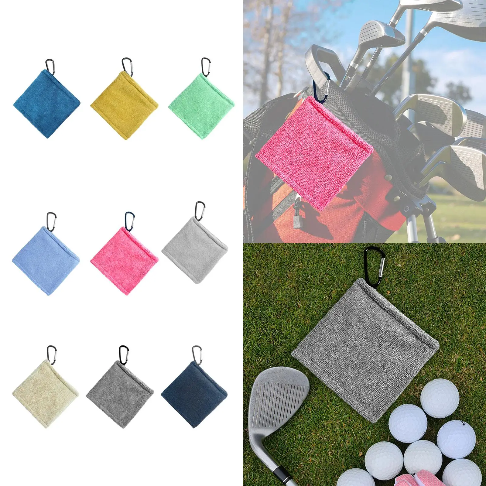 Toalla de pelota de golf con clip, bolsa limpiadora de pelotas de golf para hombres y mujeres, limpieza de microfibra