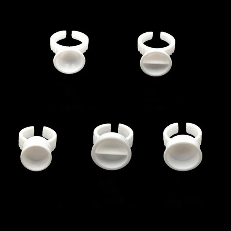 100PCS S/M/L Disposable Rings Cups Lash Glue Holder Glue False Eyelashes Ring Container Eyelash Glue Plastic Ring Cup Makeup