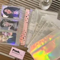 10 adet/paket A6 lazer bts Photocard Binder kollu Idol fotoğraf kart tutucu Photocards albümü saklama çantası