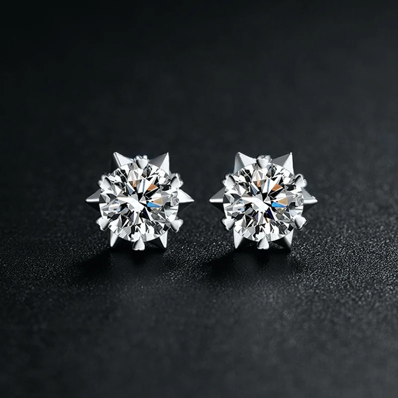 0.5/1/2ct Moissanite Women Earring Silver 925 Plated With White Gold Christmas Gift Stud Earrings Free Shipping