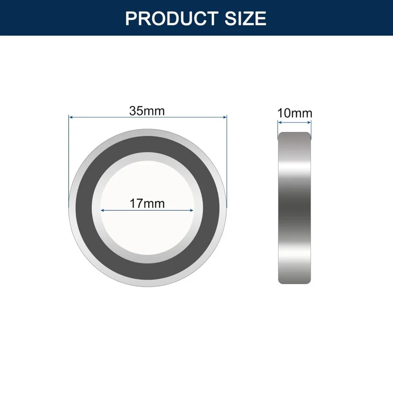 6003-2RS Deep Groove Ball Bearings, ID 17mm X OD 35mm X Width 10mm Double Rubber Sealed Ball Bearing Chrome Steel 10pcs