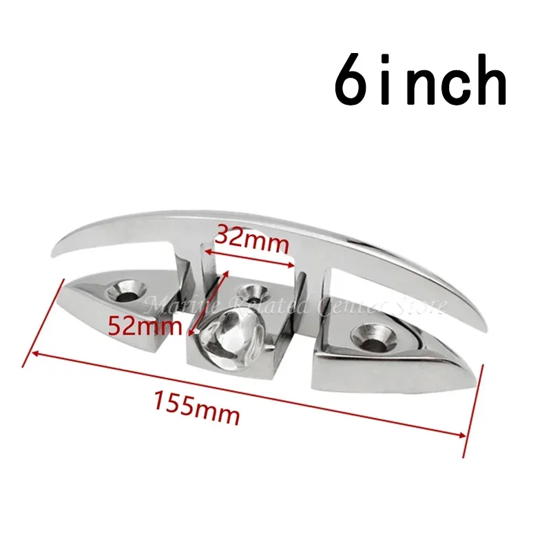 6 inch Marine Grade Boat Folding Cleat Flip-up Dock Cleat 316 Stainless Steel Dock Deck Line Rope Mooring Cleat Boat Accessorie