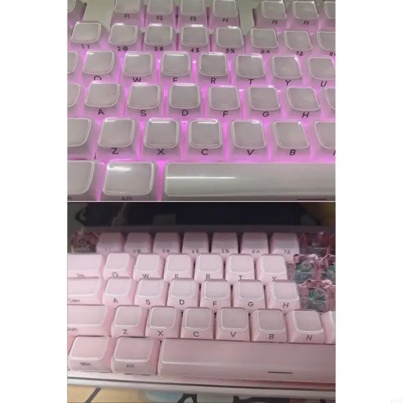 Crystal Jelly Side-Printed Keyboard Keycap Set, OEM Profile Mixed Material Build, 113-Key for Typing, Gaming, and F19E view 5