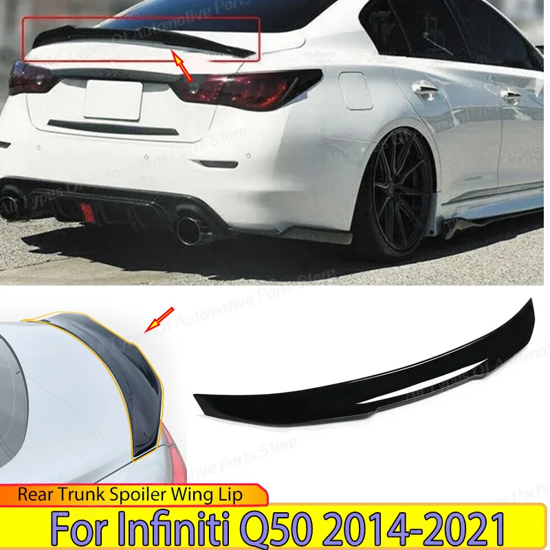 Rear Trunk Wing for Infiniti Q50 2014-2021 Bumper Splitter Tail Fin Spoiler Wing Lip Body Kit Tuning Car Accessries Auto Parts