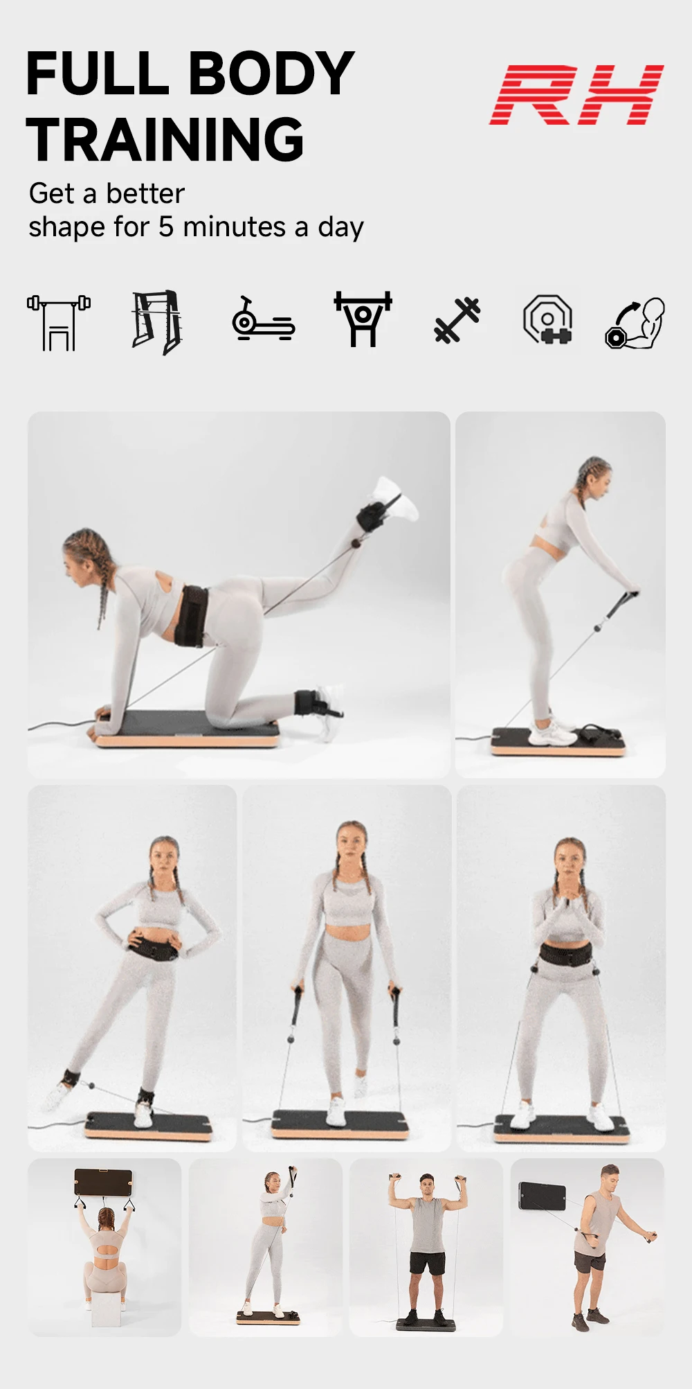 يستخدم البائعون الكبيرون معدات اللياقة البدنية معدات تدريب القوة مع أشرطة المقاومة آلة تمرين الجسم بالكامل لخنزير اللياقة البدنية #4