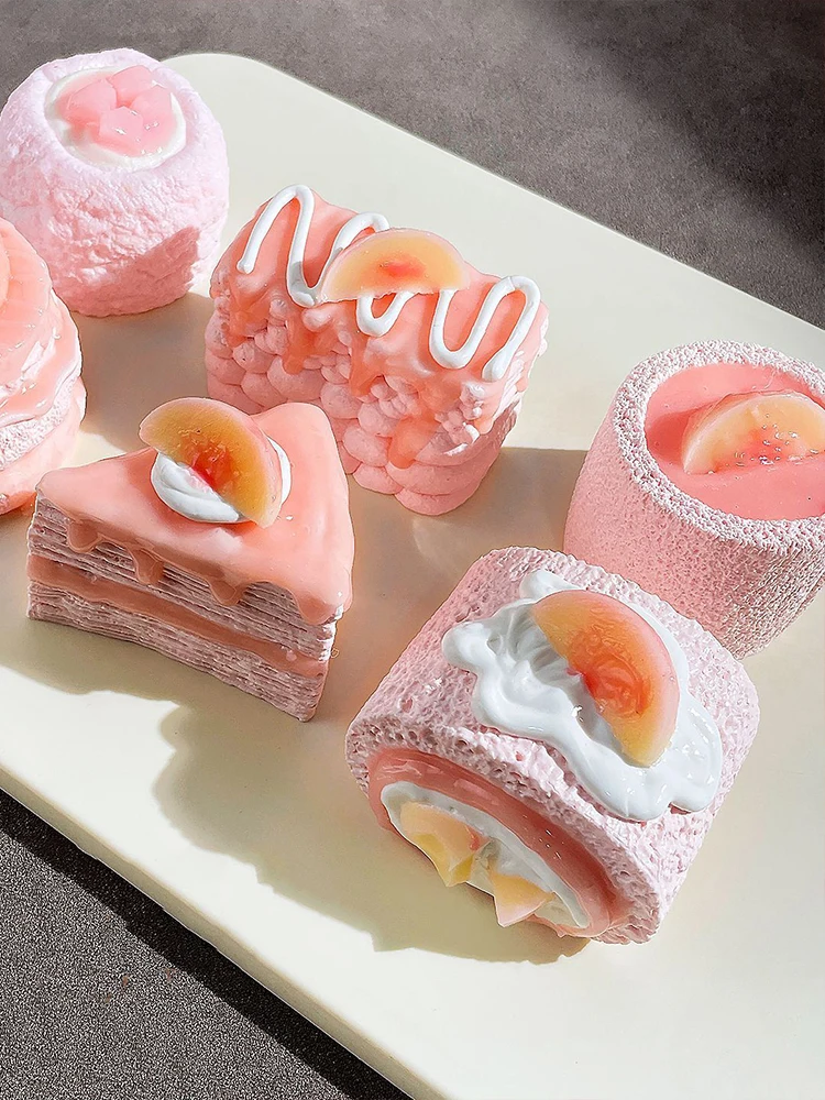 Silicoco Dessert Series Pink Peach Fruit Squishy Toy Fidget Squeeze Piece Soft Silicone Stress‑relief Novelty #Nulala200037