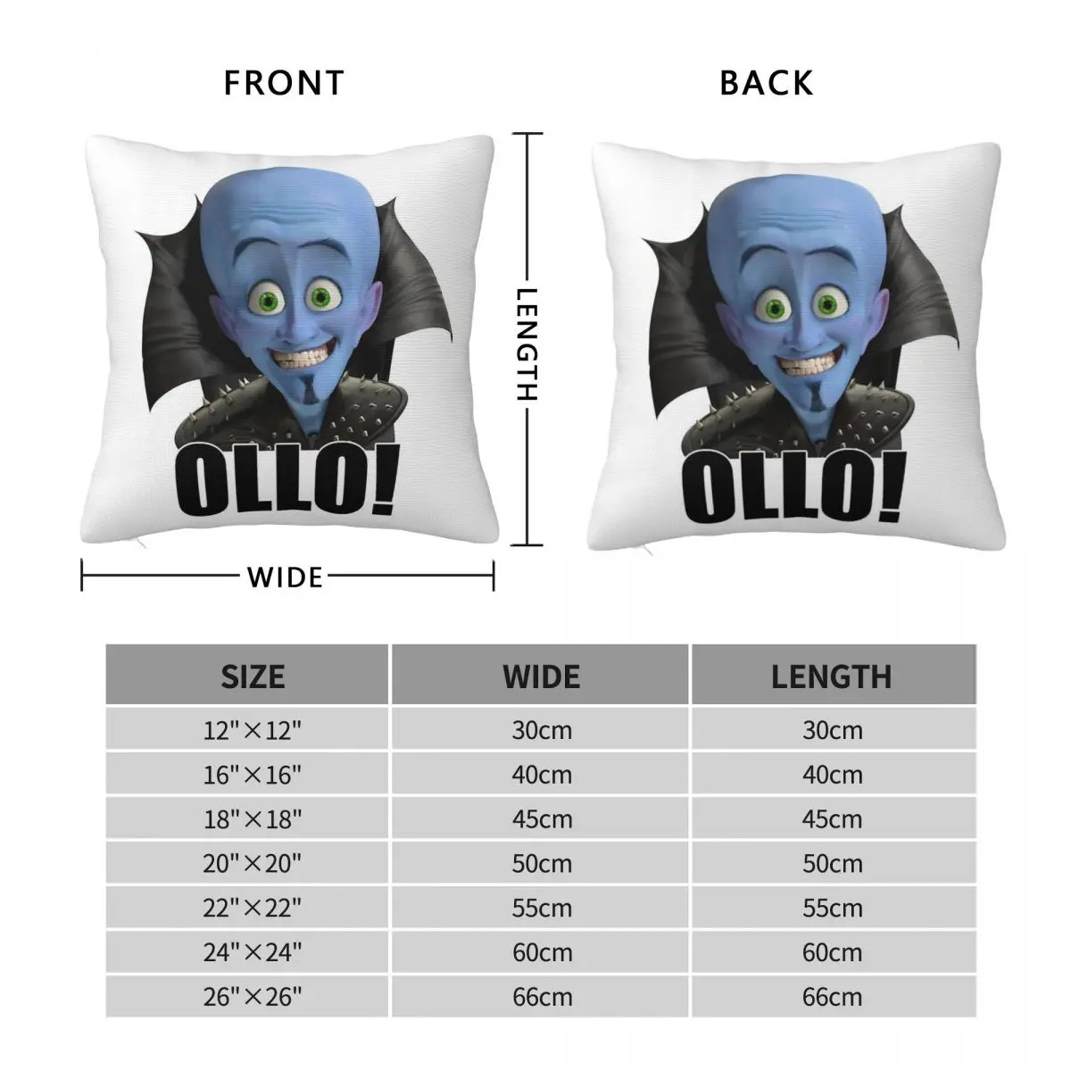 Megamind Will Ferrell Ollo Square Pillowcase Polyester Linen Velvet Pattern Zip Decor Sofa Cushion Cover