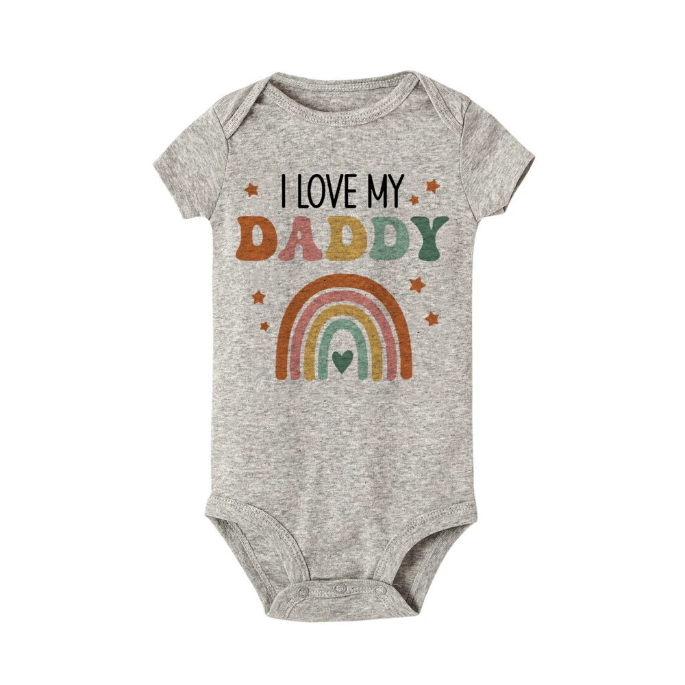 I Love Mummy & Daddy Rainbow Printed Newborn Baby Bodysuits Funny Summer Short Sleeve Infant Rompers Body Boys Girls Jumpsuits