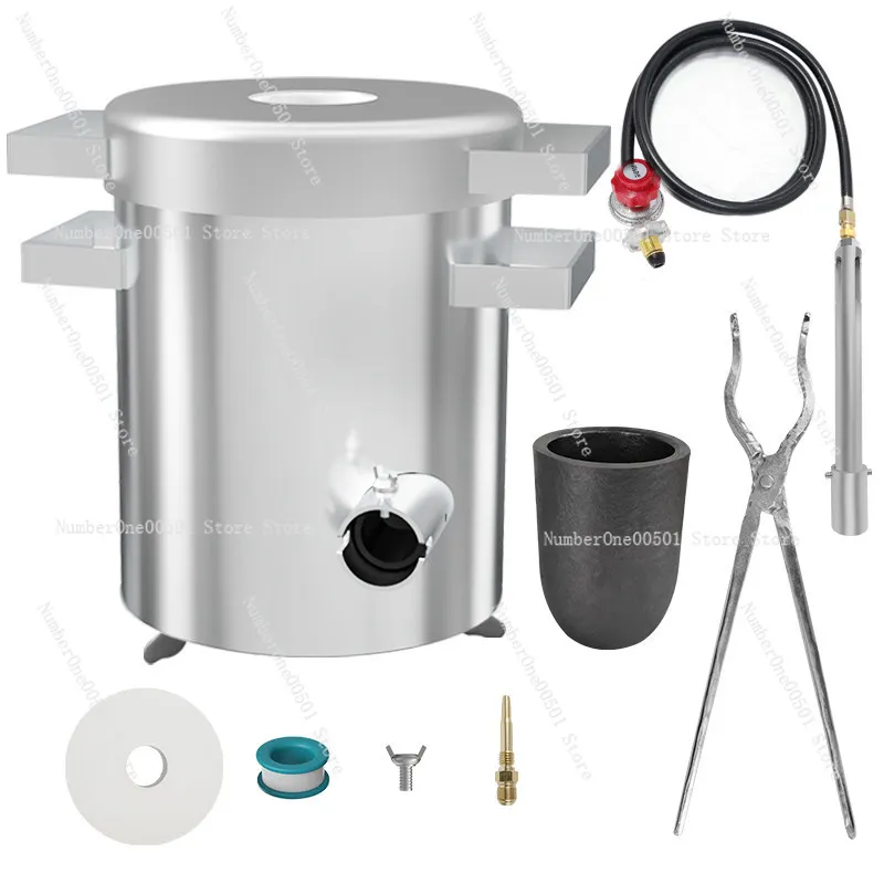 

6kg 15kg Small Stainless Steel Melting Furnace Gas Cylinder Fast Melting Al Cu Au Ag Fast Heating Durable Easy to Operate