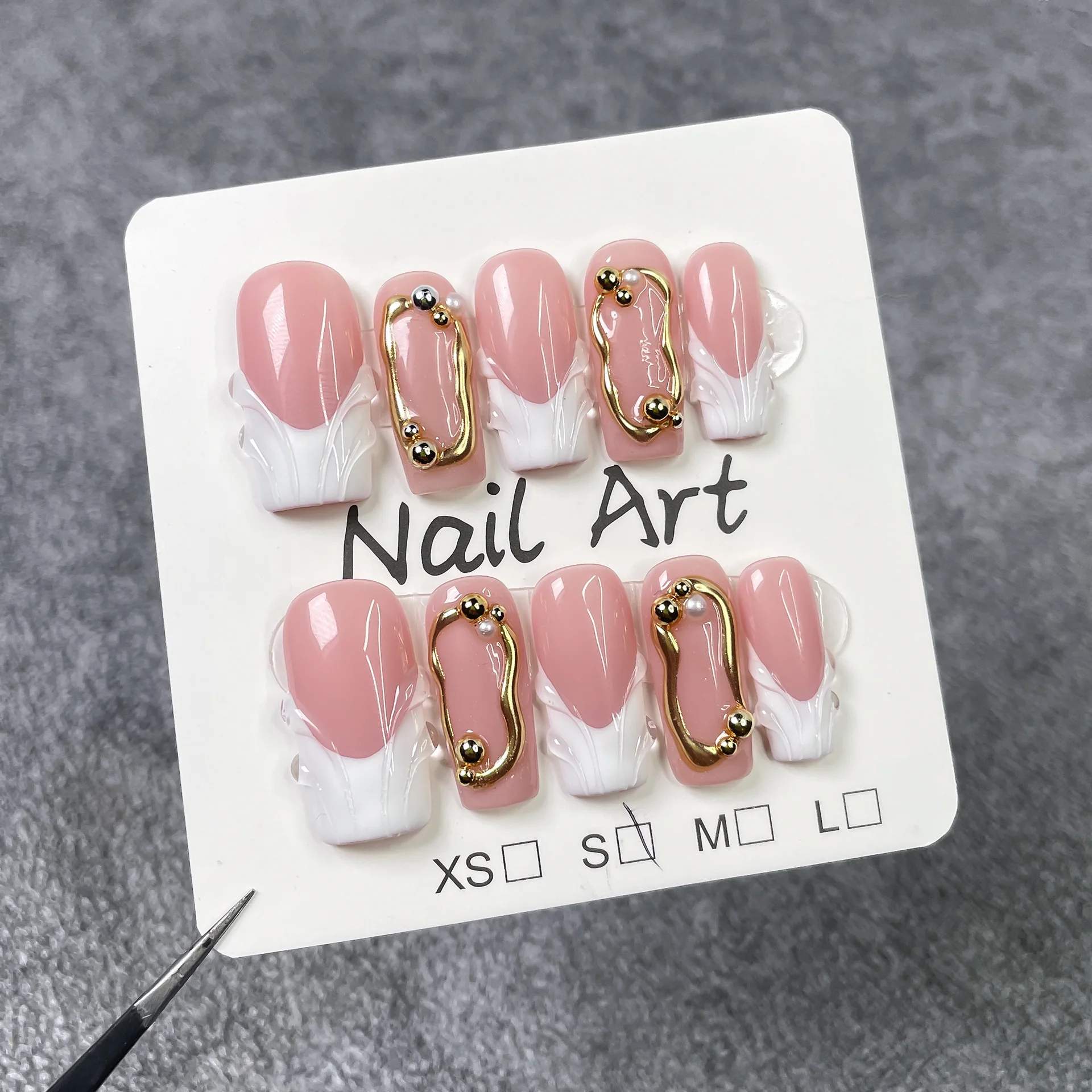 10 قطعة الأبيض الفرنسي اليدوية الصحافة على الأظافر أظافر صناعية بسيطة أظافر صناعية أظافر صناعية ناسيلتيب نوردنيز Uñas Postizas Mujer #2