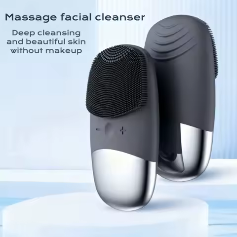 Sonic Facial Cleansing Brush Electric Face Scrubber Waterproof Rechargeable Silicone Skin Massager Tool for Travel Home Use