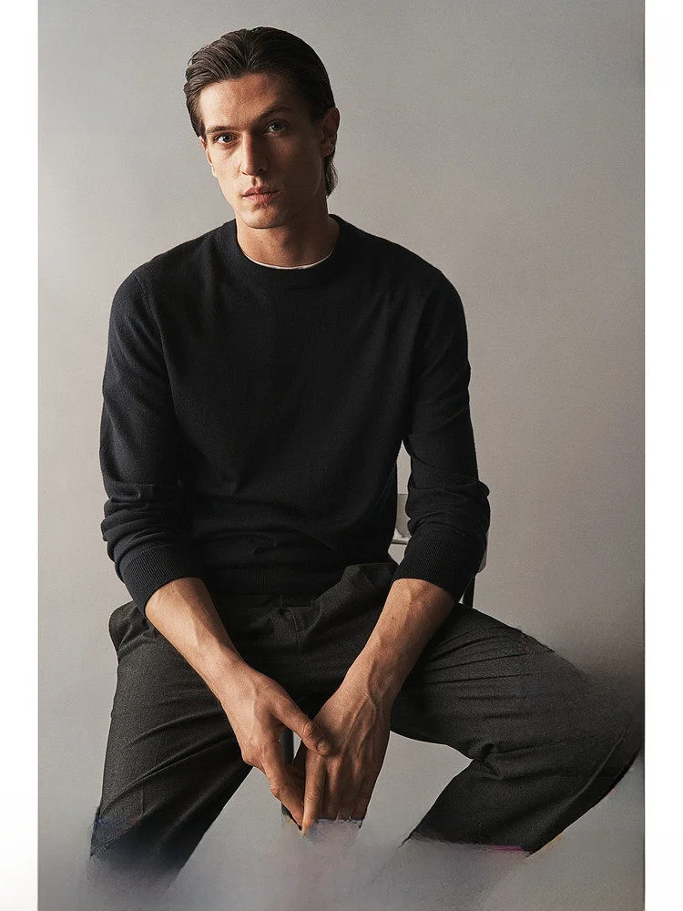 

H&M Men's Knitted Wool Sweater Casual Comfortable Faionable Soft Fitting Spring Base Layer irt 23593 Long Sve round ...