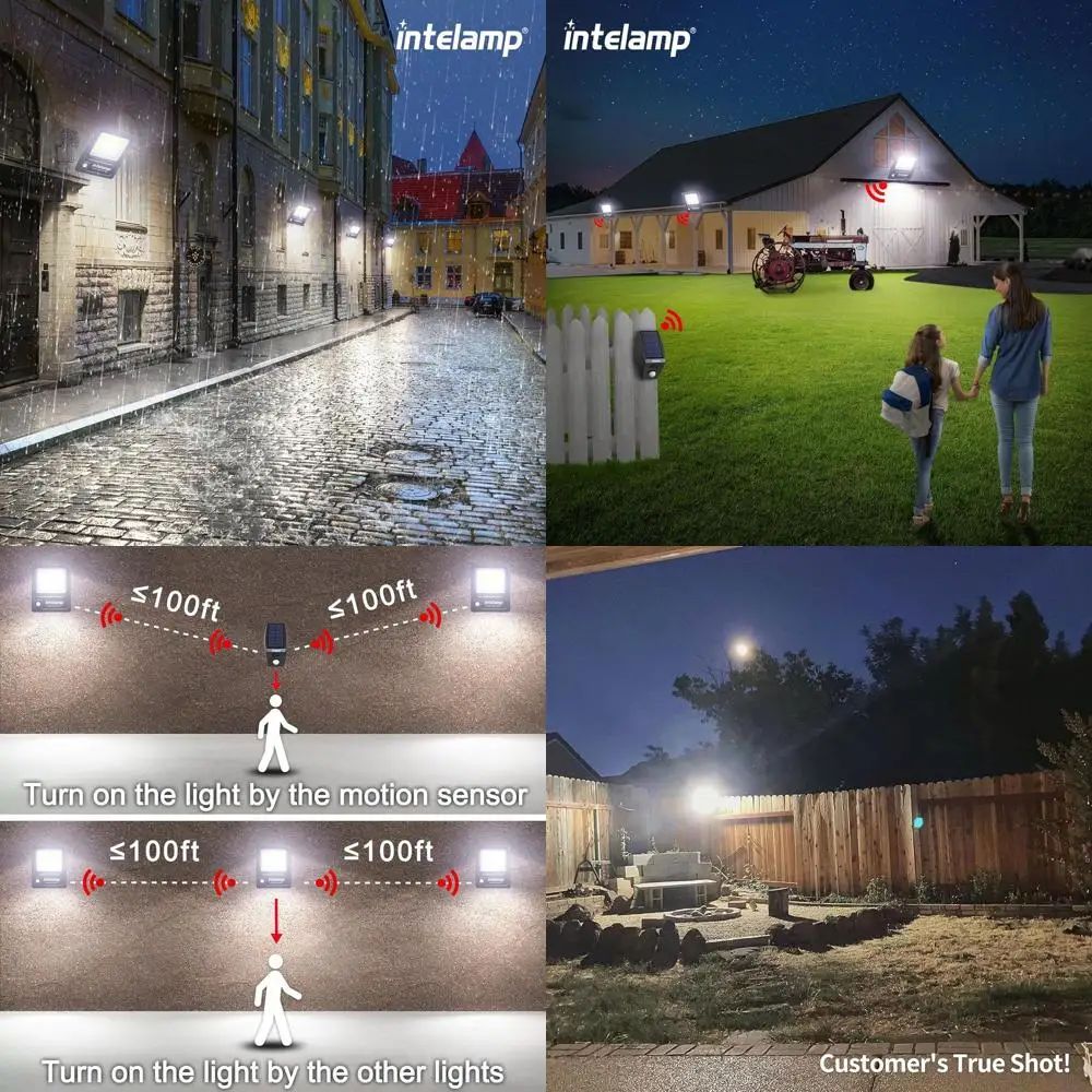 

Outdoor Waterproof LED Motion Sensor Light with Remote Control, 12000mAh, 3000LM, Linkable, Dusk-to-Dawn, Suitable for Pathways
