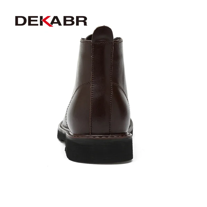 DEKABR Autumn Winter Warm Fur Ankle Boots Business Genuine Leather Mens Boots New Comfortable Soft Handmade Plus Size 48