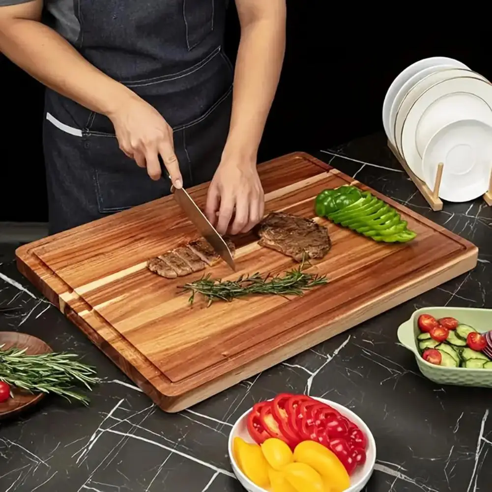 Solid Rosewood Kitchen Board Thick Wooden Cutting Board with Juice Groove Heavy Duty Charcuterie Serving Board Butcher for Meat