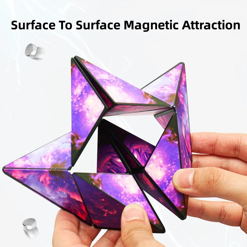 3D Dreamy Changeable Magnetic Magic Square Infinite Flippig Geometry Puzzle Game Antistress Fidget Toy Birthday Gift