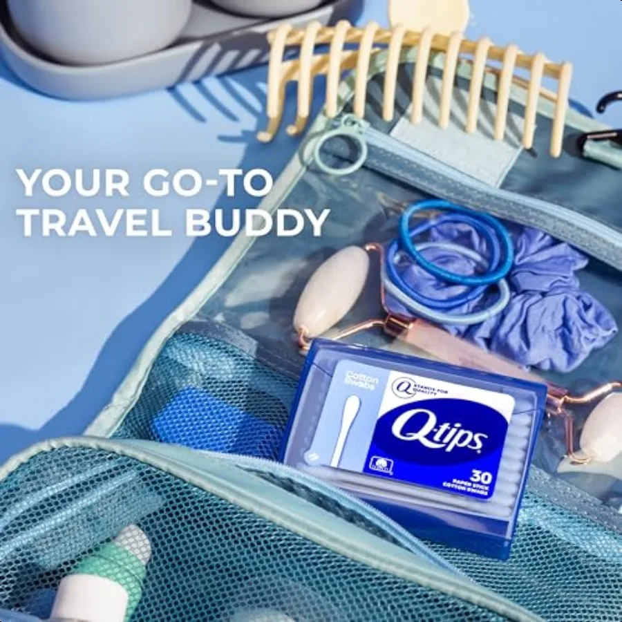 Tamponi di cotone da viaggio Qtips originali per pronto soccorso e bellezza in casa 100 cotone 30 pezzi
