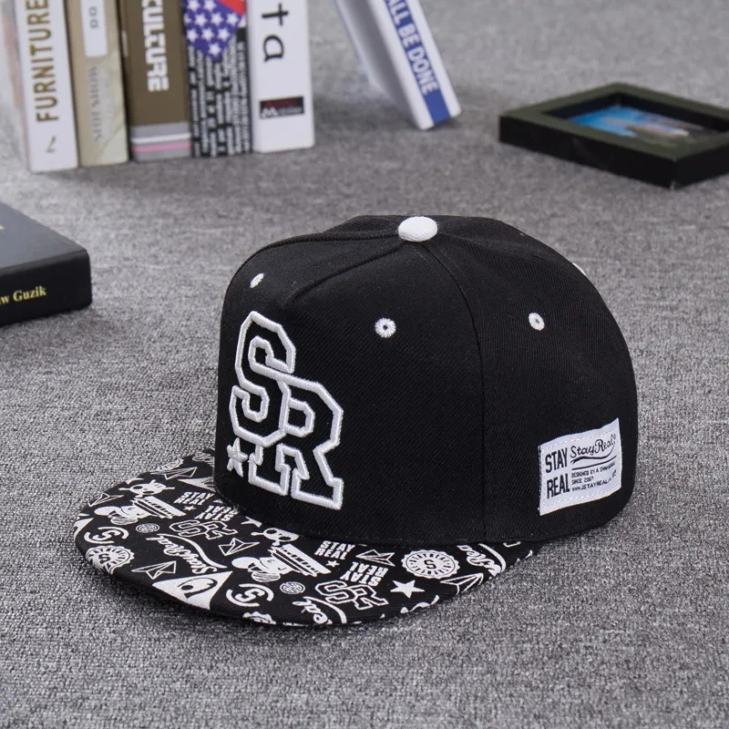 2023 Embroidered Letter SR Baseball Cap Men Hip Hop Cap Women Outdoor Sports Casual Flat Brim Hat Adjustable Biker Hat