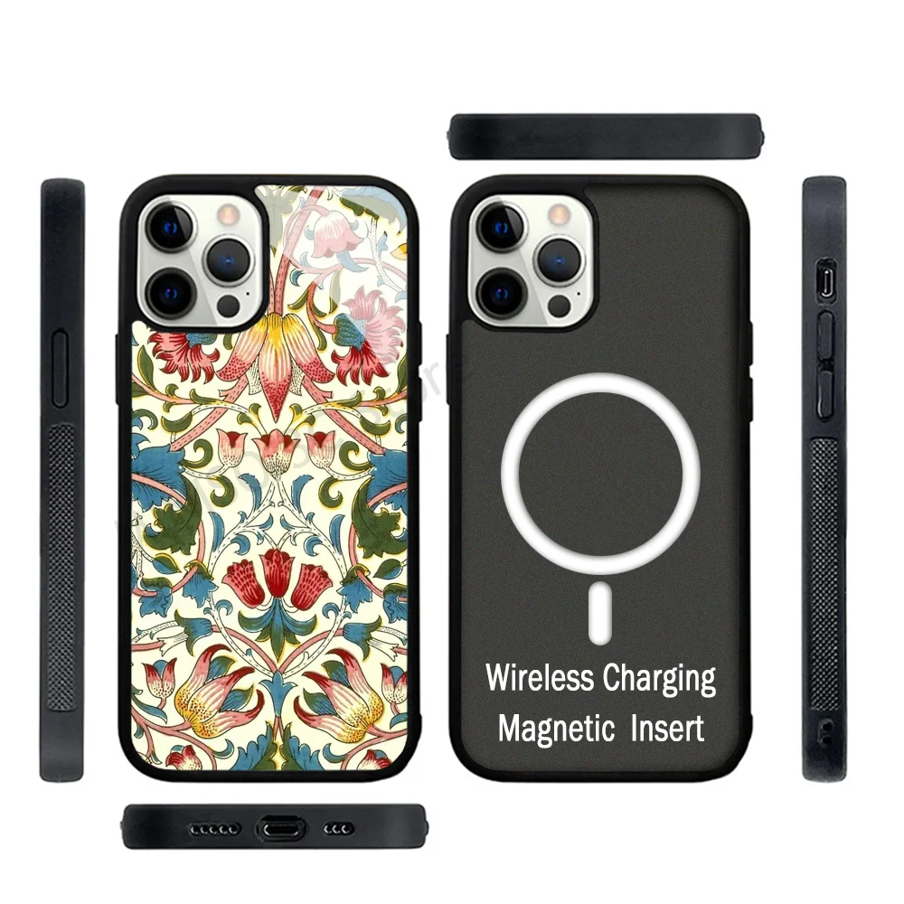 William Morris Lodden Phone Case Strong Magnetic For IPhone 15 14 13 Pro Max 11 12 Mini For Magsafe