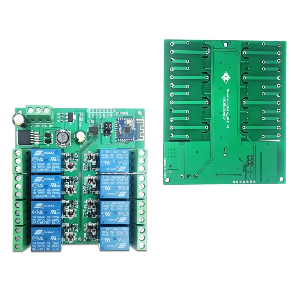 BT Relay Module 8 Channel BLE5.0 Mobile APP Remote Control Switch DC7-28V/5V Durable UART Transparent Transmission Relay Module