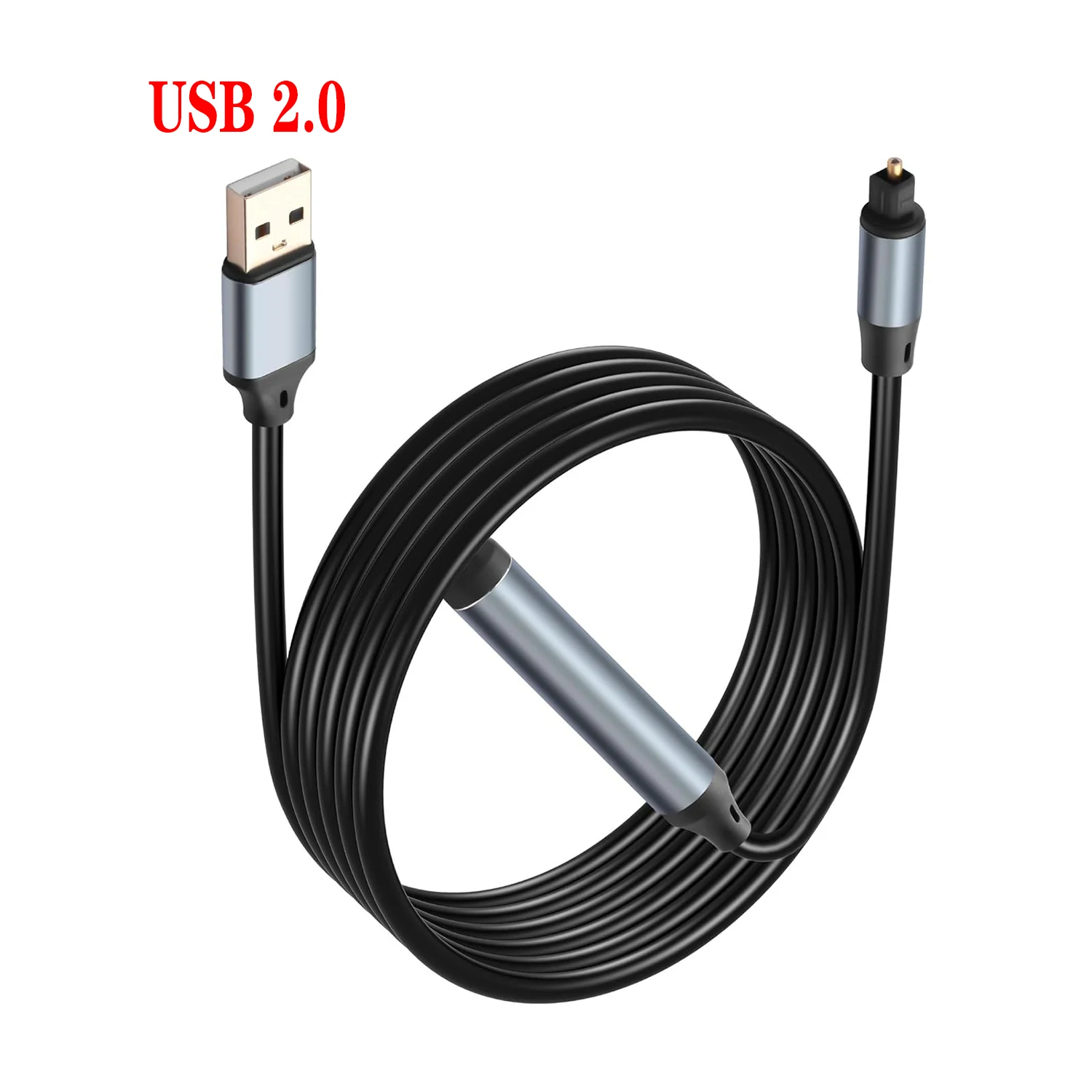 Unidirectional USB A 2.0 to Toslink Digital Optical Audio Cable, Fiber Optic Adapter,for Windows Mac PS5/PS4 Laptop