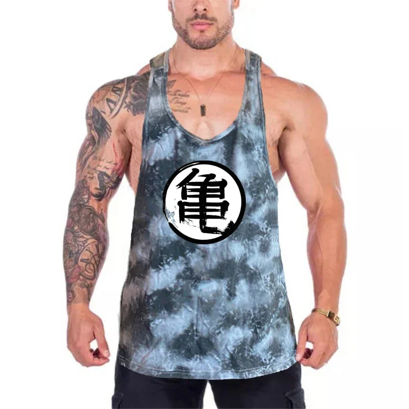 

Камуфляжные рубашки с изображением черепахи в японском стиле, сетчатые быстросохнущие жилеты для спортзала и фитнеса, мужские топы без рукавов с Y-образной спинкой для тренировок