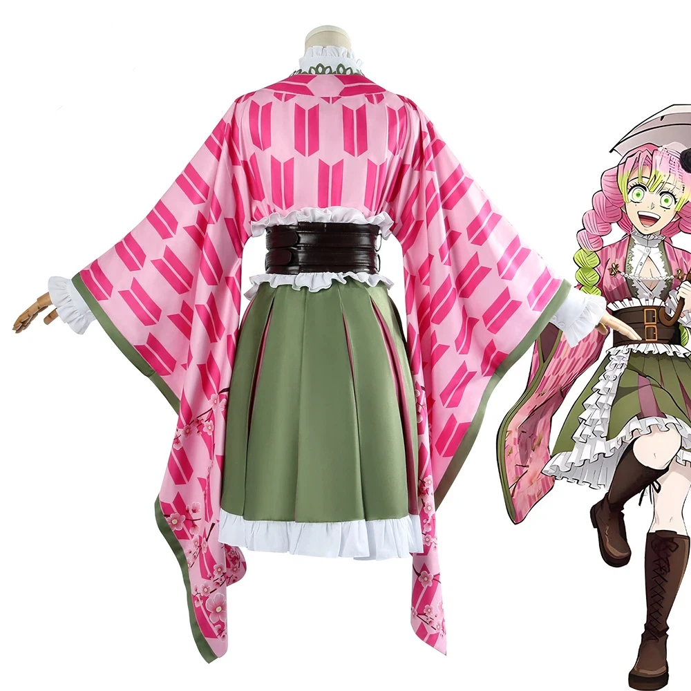 Kanroji Mitsuri Women's Cosplay Costume Set with Wig And Belt Anniversary Adult Anime Outfit for Halloween And Cosplay Events view 3