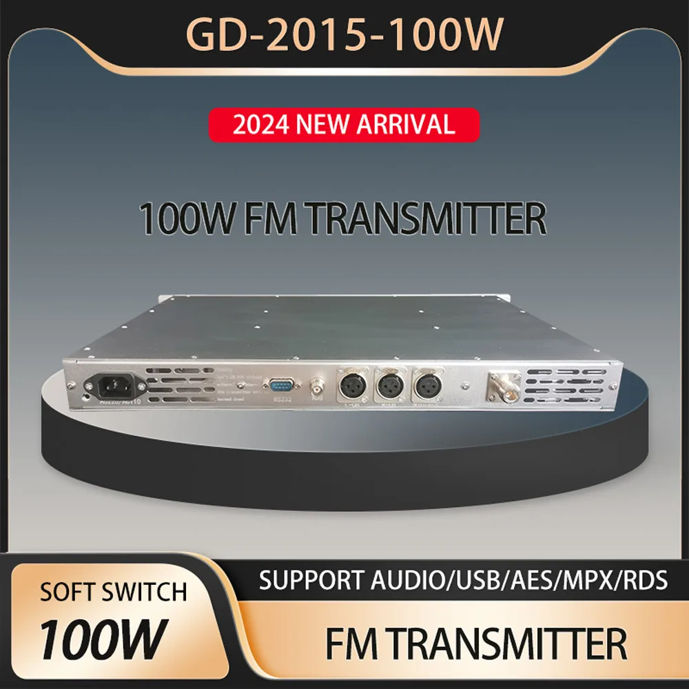 GD-2015-100W-transmisor FM de 100W, transmisor de transmisión FM para estación de Radio, MPX/RDS/USB, 87,5-108MHz