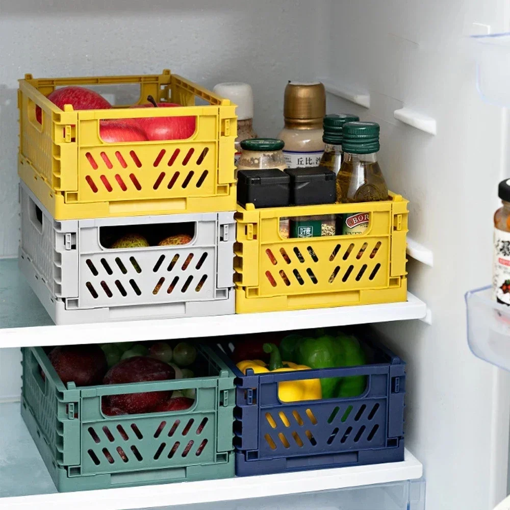 صندوق تخزين بلاستيكي قابل للطي سلة مستحضرات التجميل المكتبية القابلة للطي صندوق المكتب حاوية صغيرة أشتات حامل ألعاب تنظيم