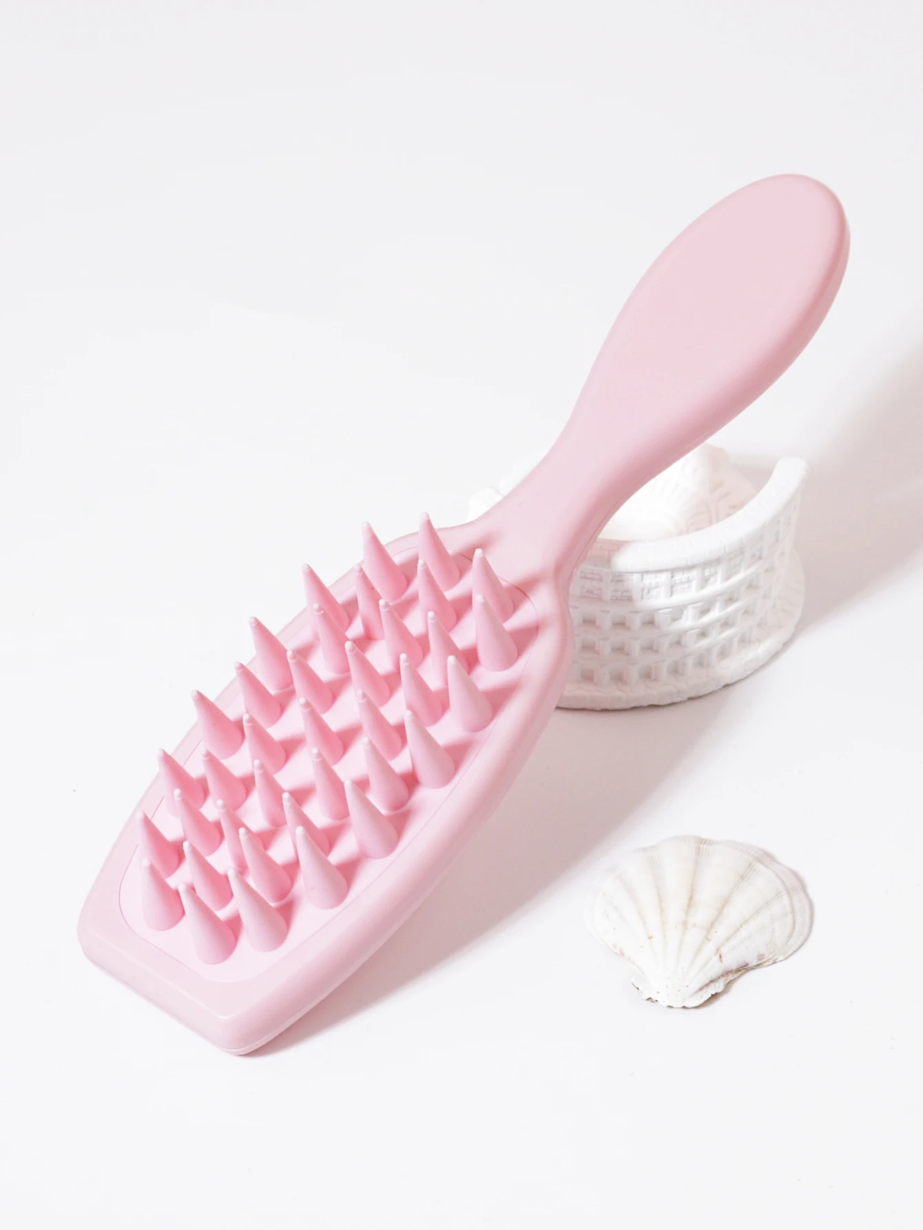 قطعة واحدة من فرشاة شامبو السيليكون الناعمة بمقبض ممتد، شعيرات سيليكون، مقبض بلاستيكي ABS، خاصة للشعر المستعار الحقيقي