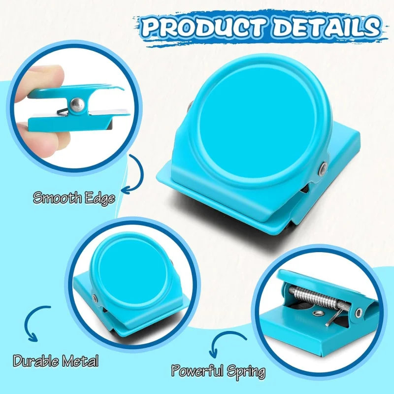 6 Pcs，Refrigerator magnet clips, heavy-duty metal magnetic clips for photos and documents for home and office teaching purposes