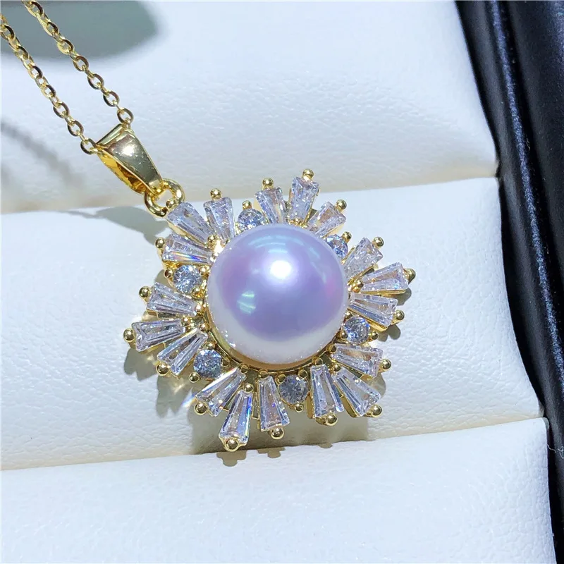 7-8mm 8-9mm Stunning  AAA+++ South Sea Natural round white Small particle cherry blossom powder pearl pendant Necklace 925s 18in