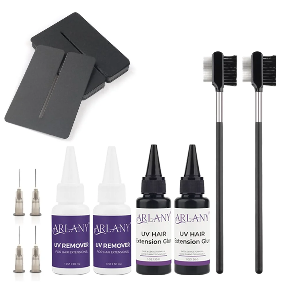 arlany-uv-hair-set-2-pieces-30g-colle-uv-pour-cheveux-avec-2-pieces-30ml-dissolvant-de-colle-uv-8-pieces-protection-anti-uv-pour-extensions-de-cheveux-lampe-uv