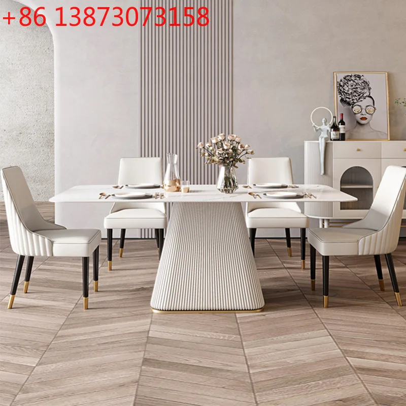 

Обеденный стол из каменной плиты, прямоугольный ресторанный обеденный стол, мебель, свет, роскошный обеденный стол из каменной плиты, светлый роскошный