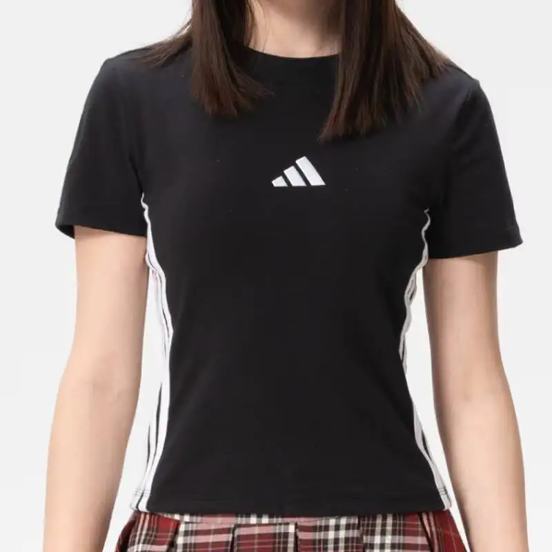 

Adidas Women's Official Summer New Slim Fit Sports Fitness Casual Short Sleeve T-shirt JC8325
