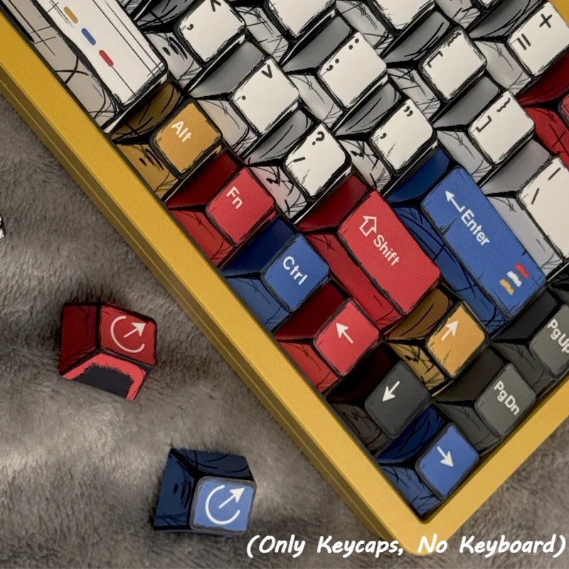 Comic-Style Mixed-Color Keycaps 136 Keys CHERRY Height Keycap Set Hand-Painted Comic-Style Keycap Mechanical Keyboard Keycaps