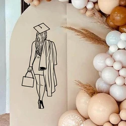 Graduation Woman Cap Diploma Ceremony Party Wall Sticker Achievement Education College Student Success Graduate Wall Decal