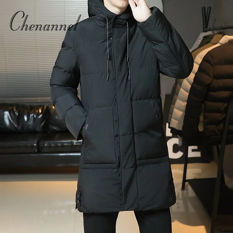 سترة متوسطة الطول مبطنة بالقطن للرجال معطف الخريف والشتاء سميك ومتعدد الاستخدامات مبطن بالقطن