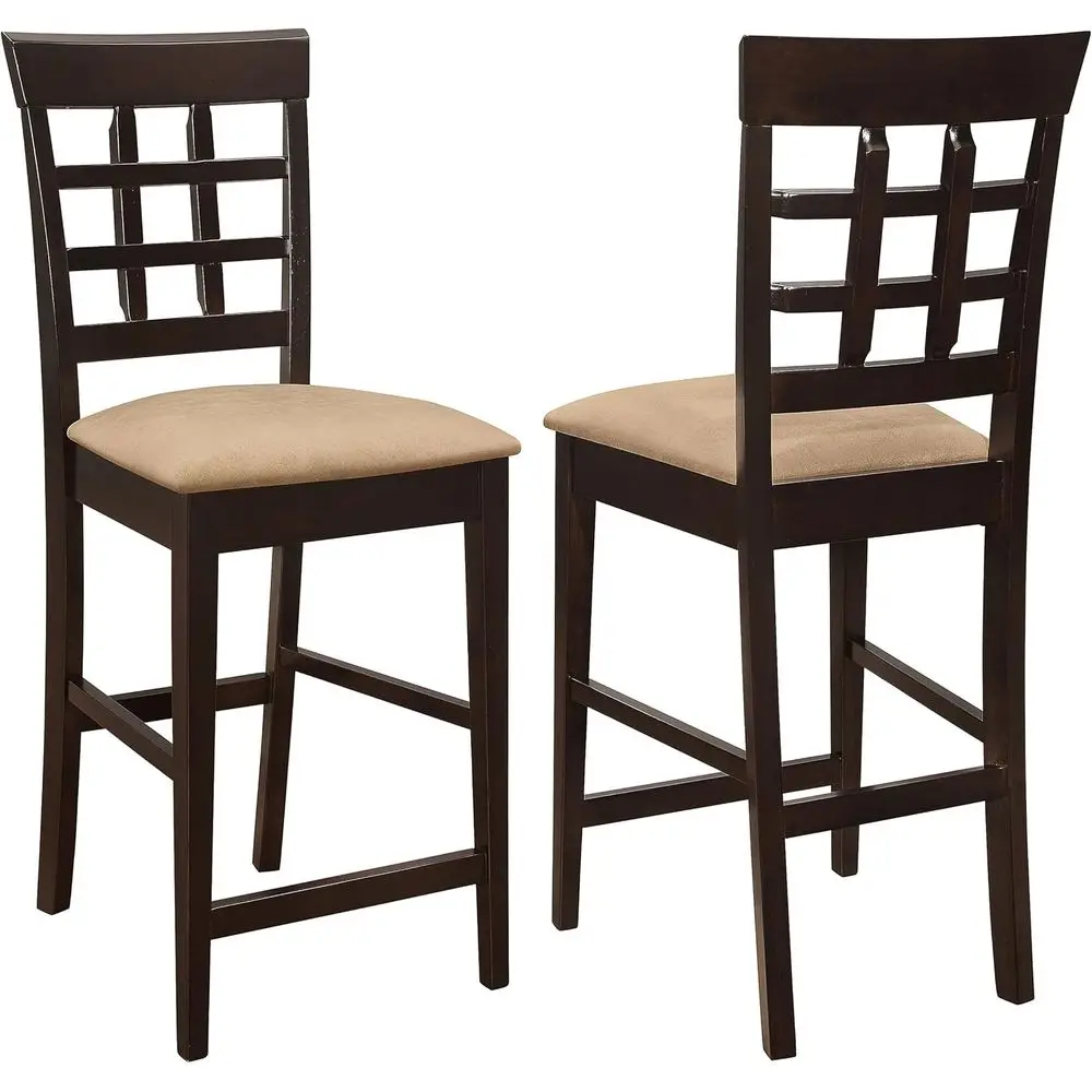 

Набор из 2 стульев для барной стойки - с решетчатой спинкой, мягкими сиденьями, подставкой для ног - для столовой и кухни - цвет эспрессо