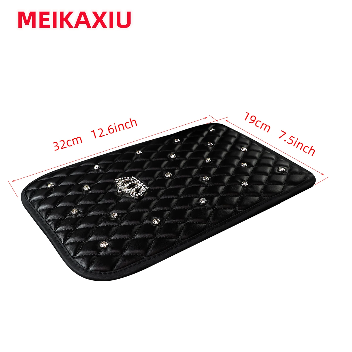 Blingbling Shiny Diamond Inlay PU Künstliches Schaffell Auto Armlehne Pad Krone Stil Neues Modell Innenzubehör – Detail 5