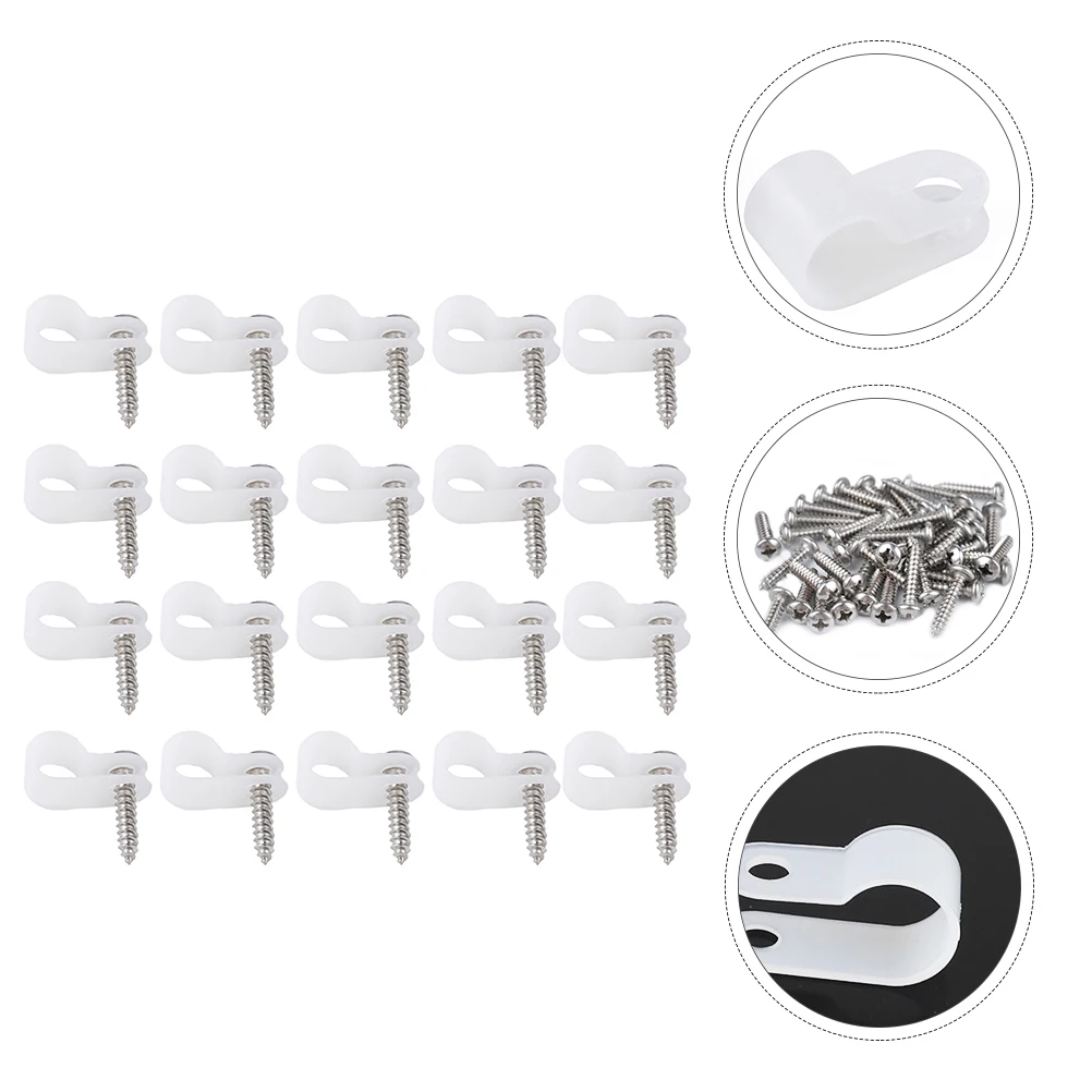 100 قطعة R-نوع مقاطع الأسلاك البلاستيكية السلس الثقيلة ربطات الكابلات لإدارة خط بيانات المرآب تصاعد كليب R-نوع مشبك كابل #6