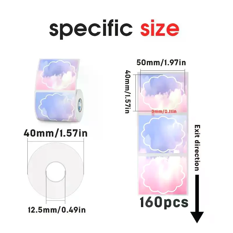 

Термобумага для этикеток 50мм x 40мм, 3 рулона/комплект, новая, самоклеящаяся, цветная, для лазерных термопринтеров