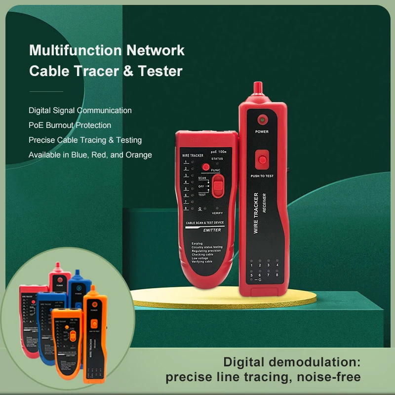 

Network Cable Tester and Tracer High Precision Digital Signal Long Range Tracing POE Burnout Protection Accurate Fault Detection