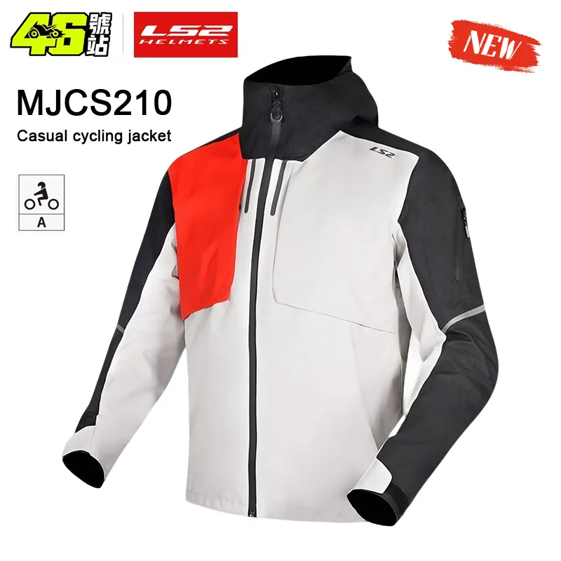 LS2 MJCS210 Men Motorcycle Jacket 4‑Season Waterproof Breathable CE Level2 Protection Detachable Thermal Liner Motorbike Jacket
