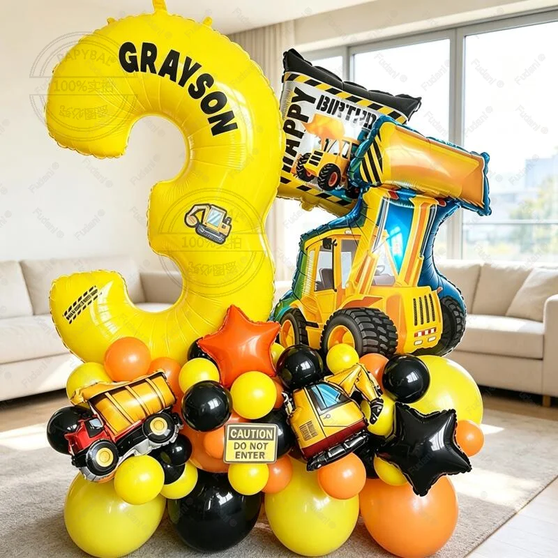 Construction Truck Excavator N - Heavy Equipment Birthday Theme ulasan dan harga