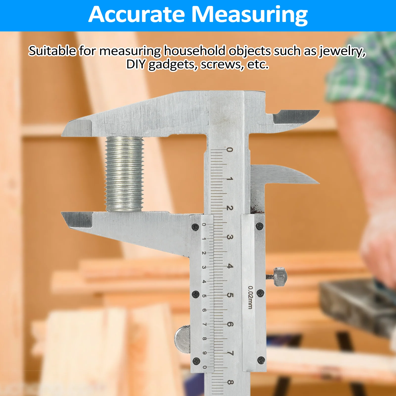 Vernier Caliper Carbon Steel Caliper Measuring Tool 0-8inch/0-200mm 0.001mm Precision Caliper Manual Micrometer Slide Caliper