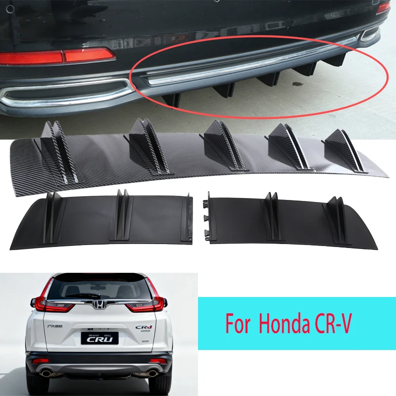 

For Honda CRV 2 3 4 5 Car Rear Bumper Lip ABS Double Wing Rear Shark Chassis Fin Style Curved Bumper Lip Diffuser Anti-collision