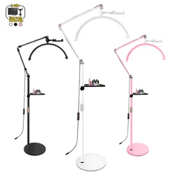 16 INCH LED Half Moon Lash Light Temperature 3000K-6000K Floor LED Ring Lamp for Beauty Facials Skincare Tattoo Eyebrows Filming