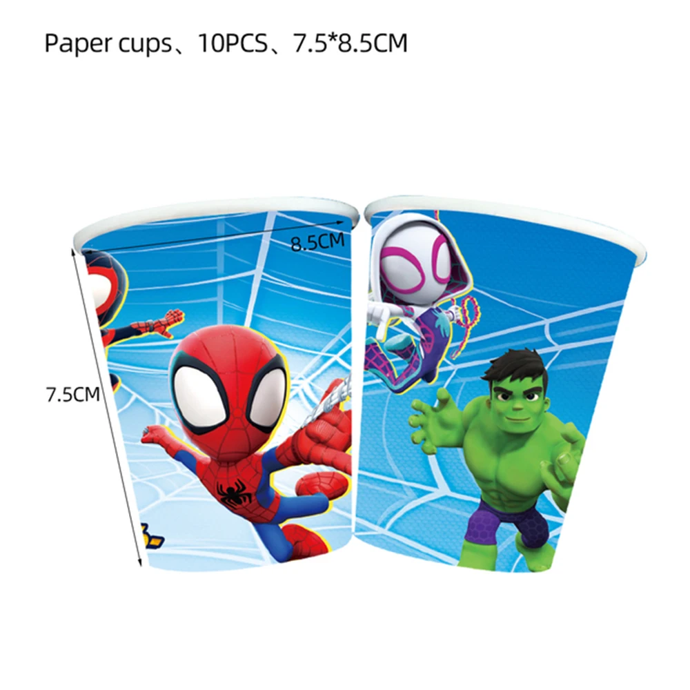 8-24pcs Spidey and His Amazing Friends Cup 9oz Disposable Spiderman Paper Drinking Cups for Kids Boys Baby Shower Supplies