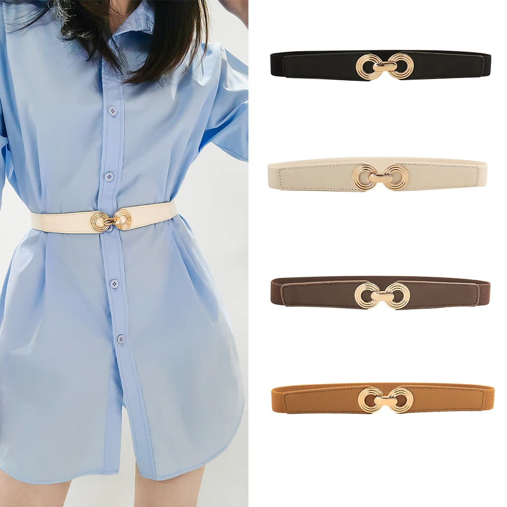 Belt PU Leather Dress Skirt Waist Elastic Thin Women Belts Ladies Waistband Belts for Women Luxury Designer Brand black white